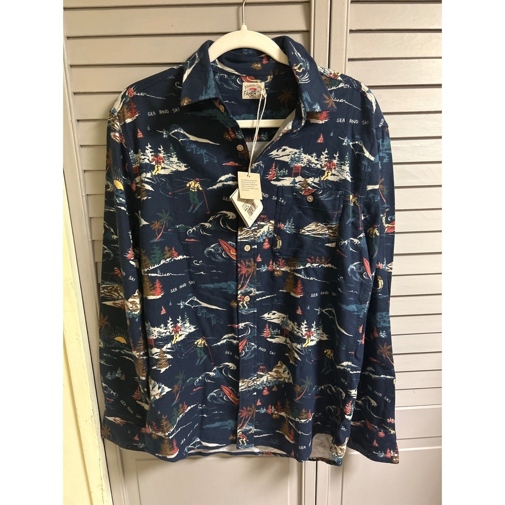 Faherty Brand Sea and Ski Button Down Shirt - Mens - Size S - Navy‎